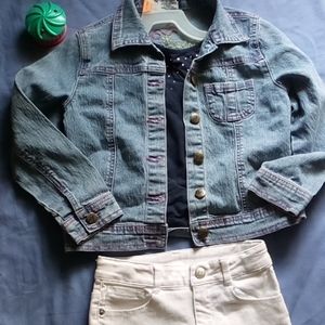 Girls floral detailed jean jacket